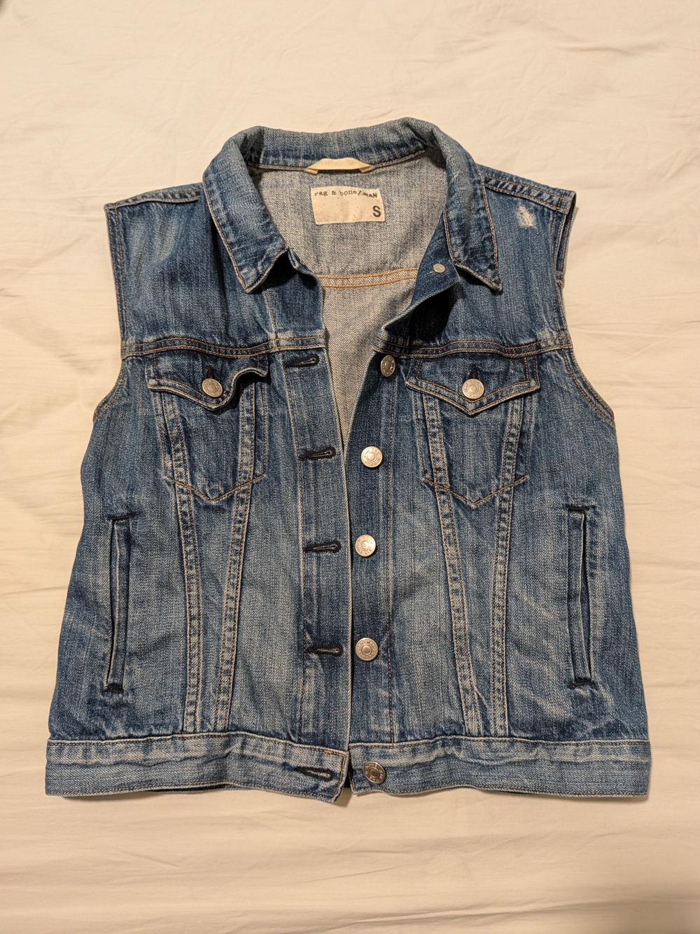 rag & bone Blue Denim Jacket Vest